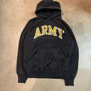 Black Hooded Sweater with Kangaroo Pocket and Bold Text